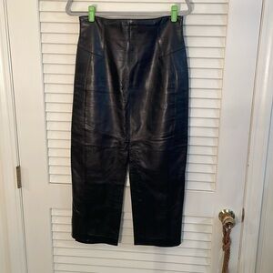 BARBARA BUI Black Wool Cashmere Leather Zip Up Mini Skirt